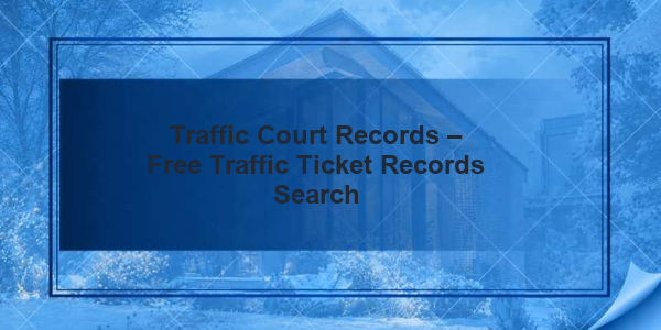 Traffic Court Records - Free Traffic Ticket Records Search